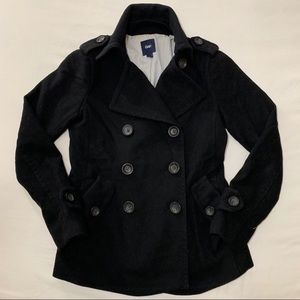 GAP Black Wool Blend Pea Coat